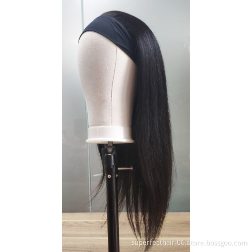 Headband wig kinky straight synthetic headband wig french curl silicon wig grip headband